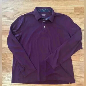 Untuckit Damaschino Long-Sleeve Polo - Size Large - Color Purple